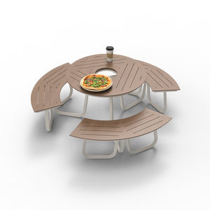 Teak Wood Outdoor Round Picnic Table