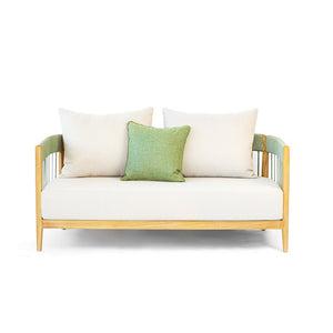 Teak Wood Outdoor Two-Seater Double Armrest Sofa
