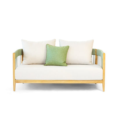 Teak Wood Outdoor Two-Seater Double Armrest Sofa