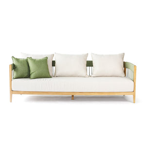 Teak Wood Outdoor Three-Seater Double Armrest 3 Sofa