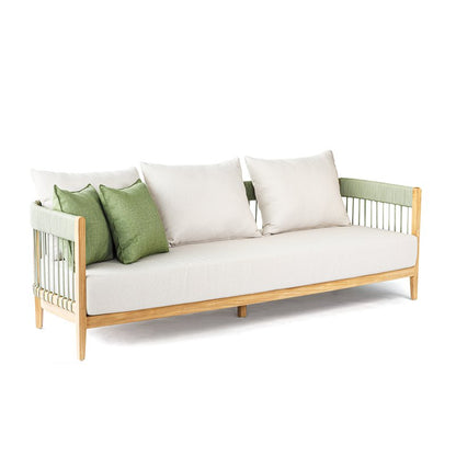 Teak Wood Outdoor Three-Seater Double Armrest  Sofa