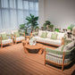 Teak Wood Outdoor Three-Seater Double Armrest  Sofa