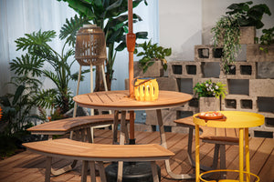 Teak Wood Outdoor Round Picnic Table