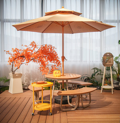 Teak Wood Outdoor Round Picnic Table